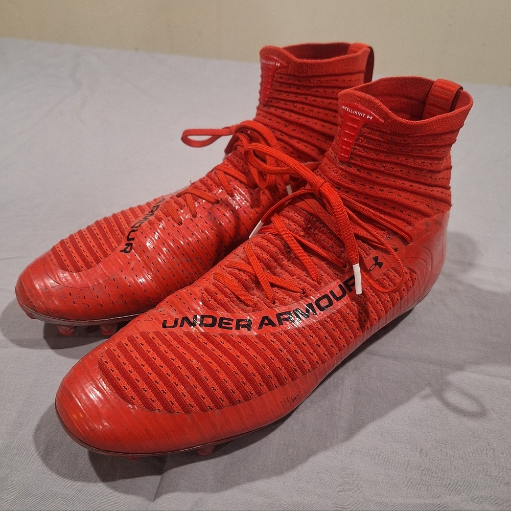 Under Armour Highlight MC Football Cleats Mens Size 12 Red High Top Molded - Picture 10 of 11